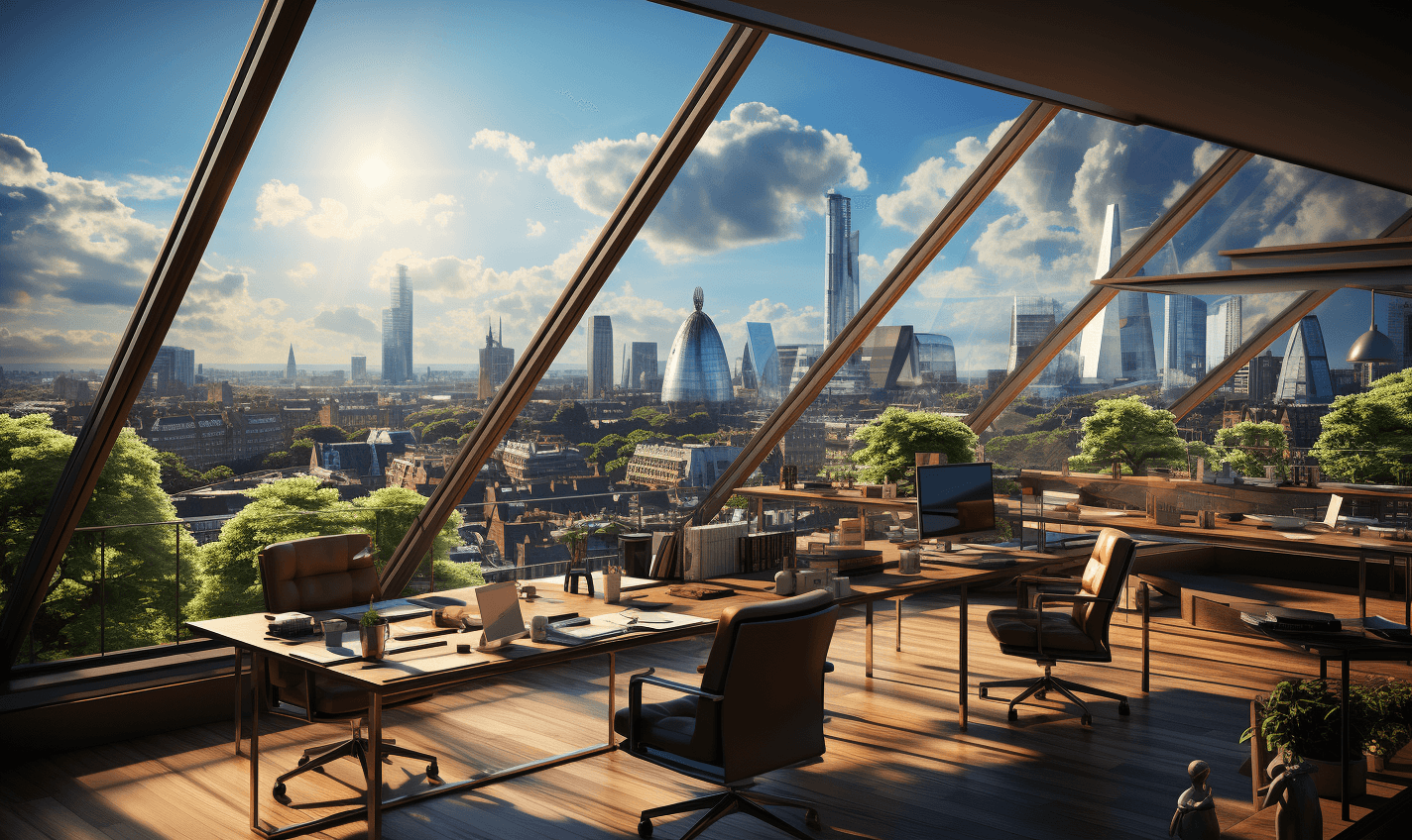 Loft office room with a view to London skyline