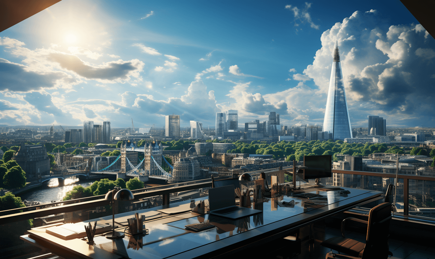 Modern attic converted into office Loft with a view to Shard London.