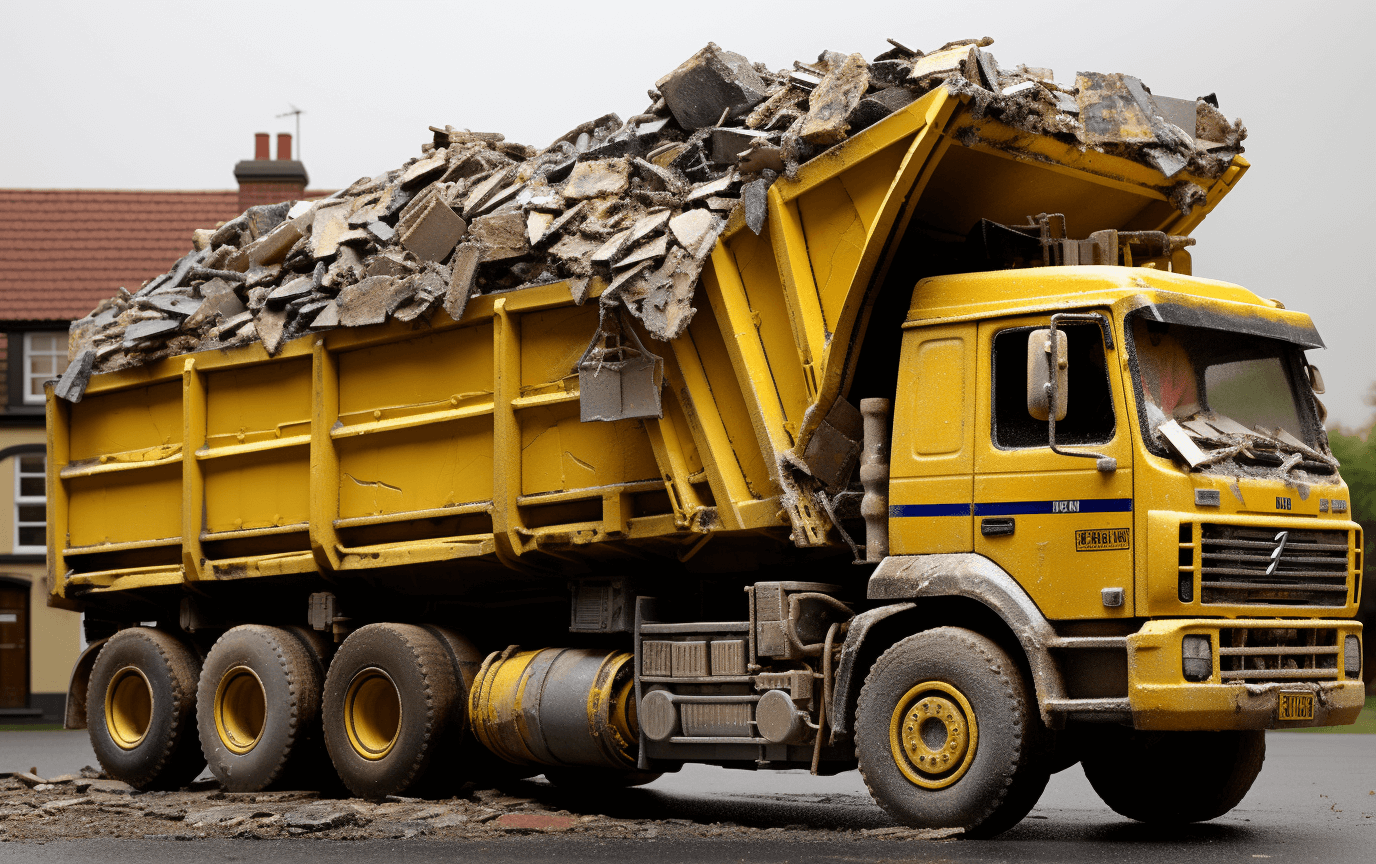 dumptruck filled with construction waste